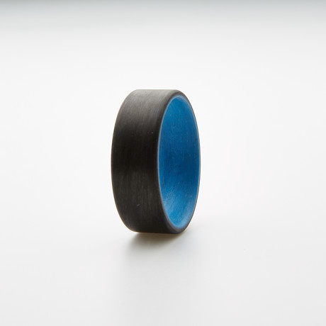 Carbon Fiber Unidirectional Ring // Black + Blue (5)