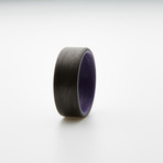 Carbon Fiber Unidirectional Ring // Black + Purple (5.5)