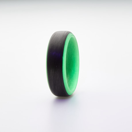 Carbon Fiber Glow Ring // Black + Green (5)
