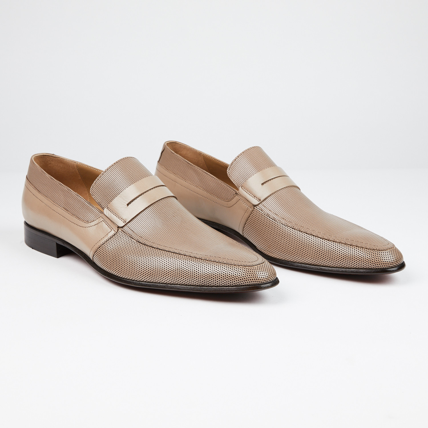 Perforated Leather Loafer Taupe US 9 Clearance  
