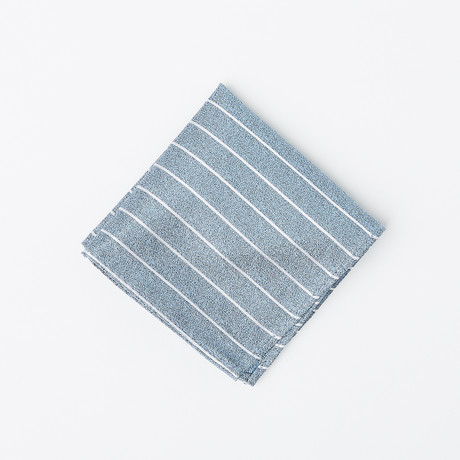 100% Silk Pocket Square // Powder Blue Stripes