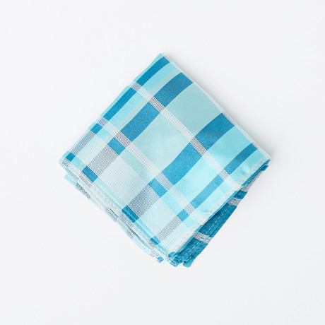 Silk Pocket Square // Multi-Colored Blue Plaid