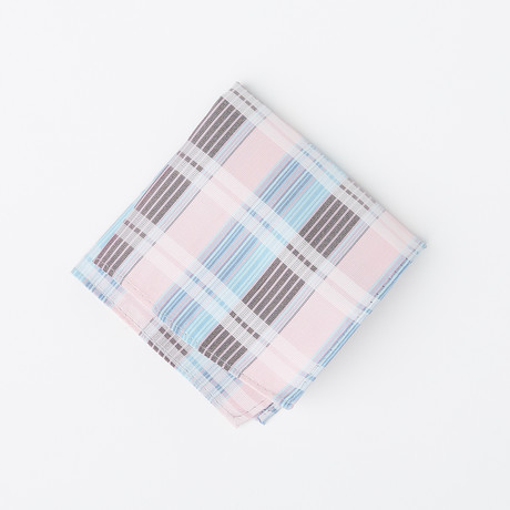 100% Silk Pocket Square // Muted Pink + Light Blue