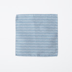 100% Silk Pocket Square // Powder Blue Stripes