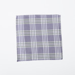 100% Silk Pocket Square // Lavender + Black Plaid