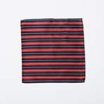 Silk Pocket Square // Red + White + Blue Stripe