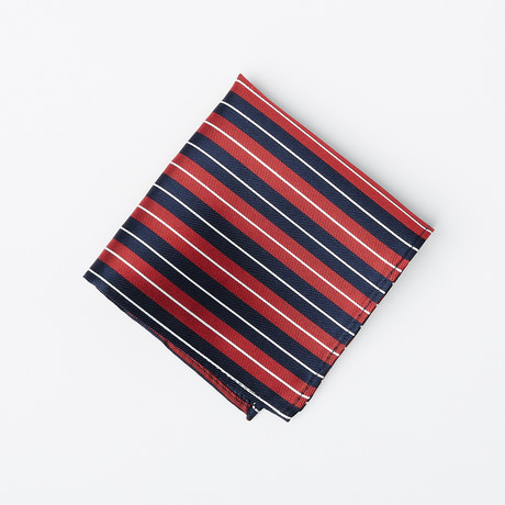 Silk Pocket Square // Red + White + Blue Stripe