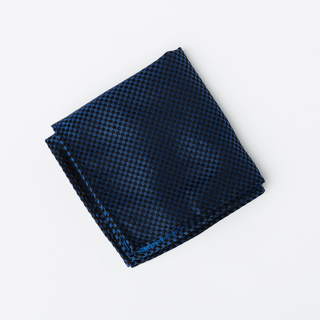 Silk Pocket Square // Midnight Blue + Black Check