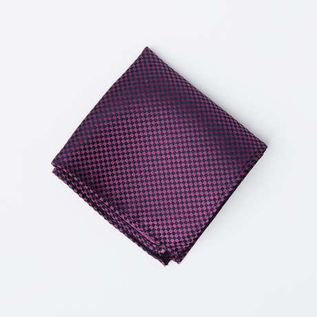 Silk Pocket Square // Purple + Navy Check