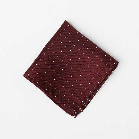 100% Silk Pocket Square // Maroon Polka Dot