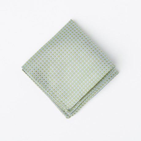 100% Silk Pocket Square // Muted Green + Blue