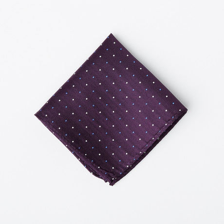 Silk Pocket Square // Purple Polka Dot