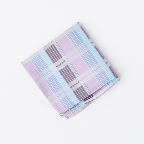 100% Silk Pocket Square // Muted Lavender Plaid