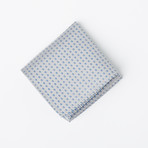 Silk Pocket Square // Light Grey + Blue Pattern