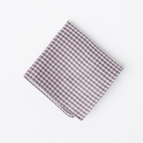100% Silk Pocket Square // Muted Fushia Check