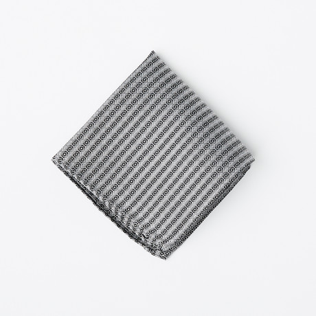 Silk Pocket Square // Grey + Black Pattern