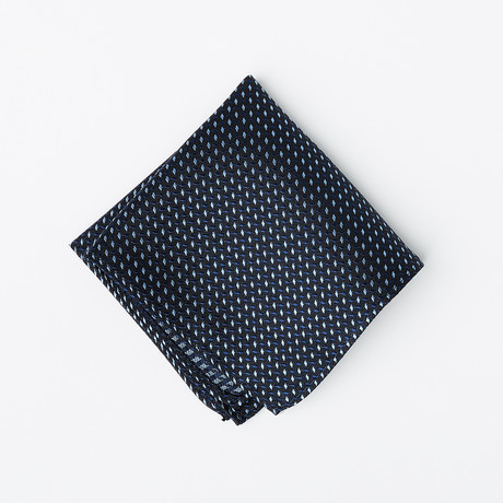 Silk Pocket Square // Navy + Blue Pattern