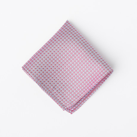 100% Silk Pocket Square // Muted Fushia and Blue Pattern