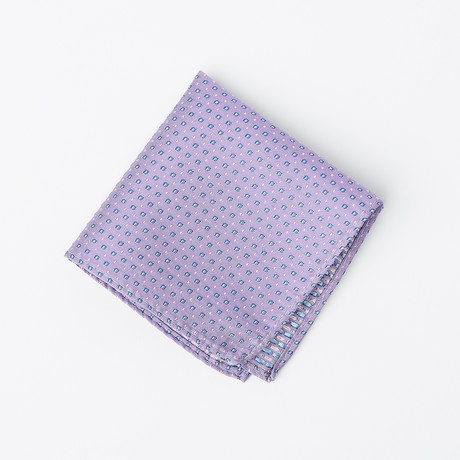 100% Silk Pocket Square // Lavender + Blue Pattenred