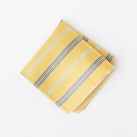 100% Silk Pocket Square // Yellow Stripes