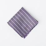 100% Silk Pocket Square // Muted Lavender + White Stripe