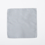 Silk Pocket Square // Light Grey + Blue Pattern