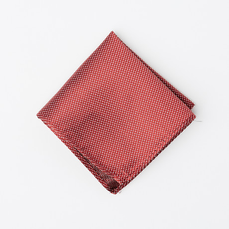 100% Silk Pocket Square // Ruby Red + White Polka Dots