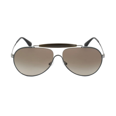 Prada // Men's Metal Aviator Sunglasses // Gunmetal + Gray Green ...
