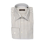 Canali // Striped Modern Fit Shirt // Brown + Gray (S)