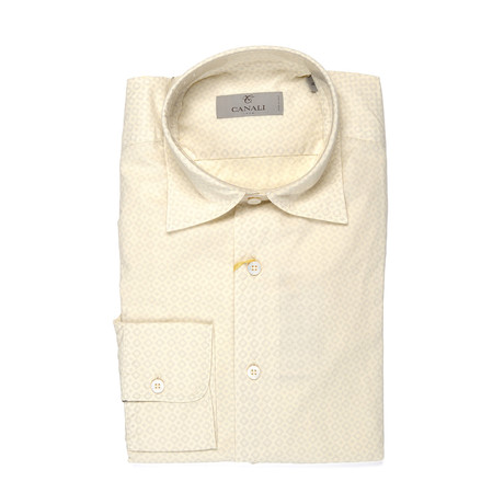 Patterned Slim Fit Shirt // Yellow (S)