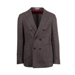 Wool Blend Double Breasted Sport Coat // Brown (Euro: 44)