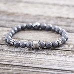 Beaded Stretch Bracelet // Hematite + Gray