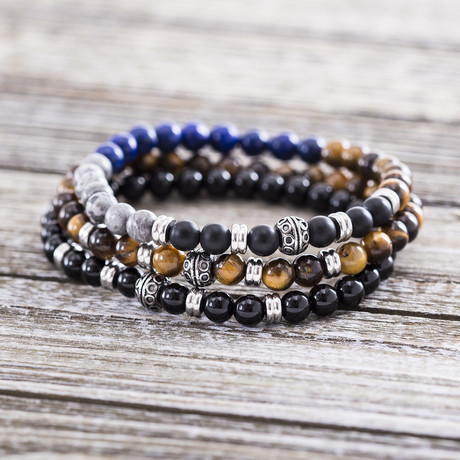 Gem Beaded Bracelet Set // Multi-color