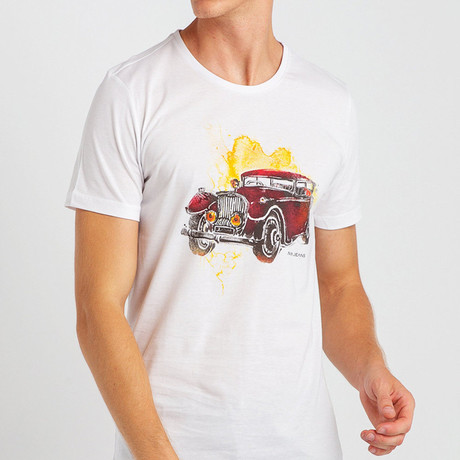 Vintage Car Slim Fit T-Shirt // White (S)