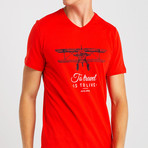 To Travel Slim Fit T-Shirt // Red (S)