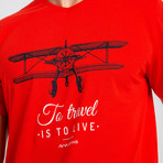 To Travel Slim Fit T-Shirt // Red (2XL)
