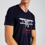 To Travel Slim Fit T-Shirt // Navy Blue (L)