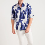 Spray Paint Slim Fit Shirt // White, Navy (L)