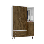 Marcy 47.83" Mid-Century Modern Armoire (White + Rustic Brown)