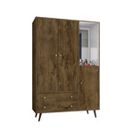 Marcy 47.83" Mid-Century Modern Armoire (White + Rustic Brown)
