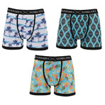 Alistair Moisture Wicking Boxer Brief // White + Turquoise + Light Blue // Pack of 3 (XL)