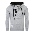Kapuzen Vertical Zip Sweater // Gray + Black (L)