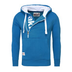 Kapuzen Vertical Zip Sweater // Blue (S)