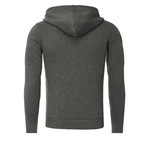 Kapuzen Vertical Zip Sweater // Anthracite + White (L)
