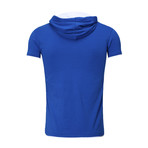 Contrast Hooded-Polo // Blue (M)