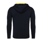 Kapuzen Vertical Zip Sweater // Navy + Yellow (S)