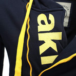Kapuzen Vertical Zip Sweater // Navy + Yellow (S)