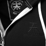 Tanaka Kapuzen Weste New Zip Vest // Black + White (S)