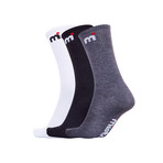 Mistral // Basic Logo Crew Socks // Set Of 3 (White)