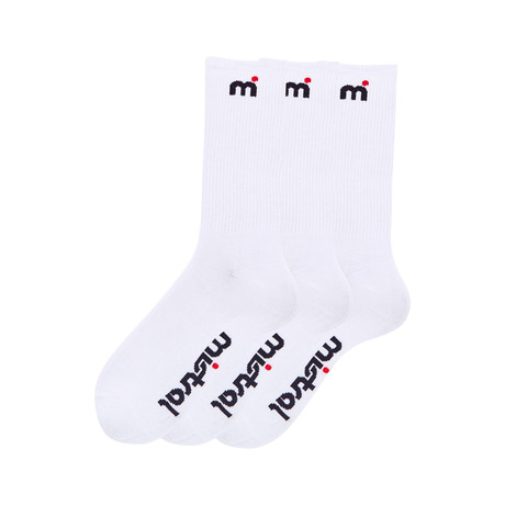 Mistral // Basic Logo Crew Socks // Set Of 3 (White)